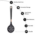 Kitchen Silicone Slotted Skimmer with Wooden Handle